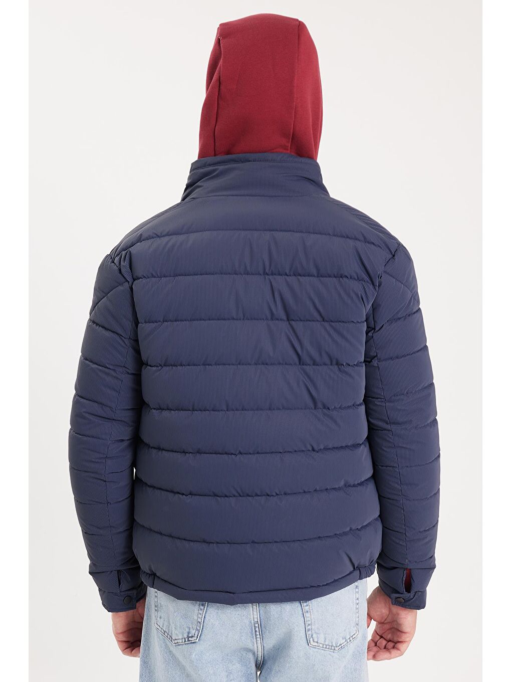 Erkek Regular Fit Klasik Kesim Dik Yaka Çift Cepli Sıcak Tutan Lacivert Şişme Mont-6