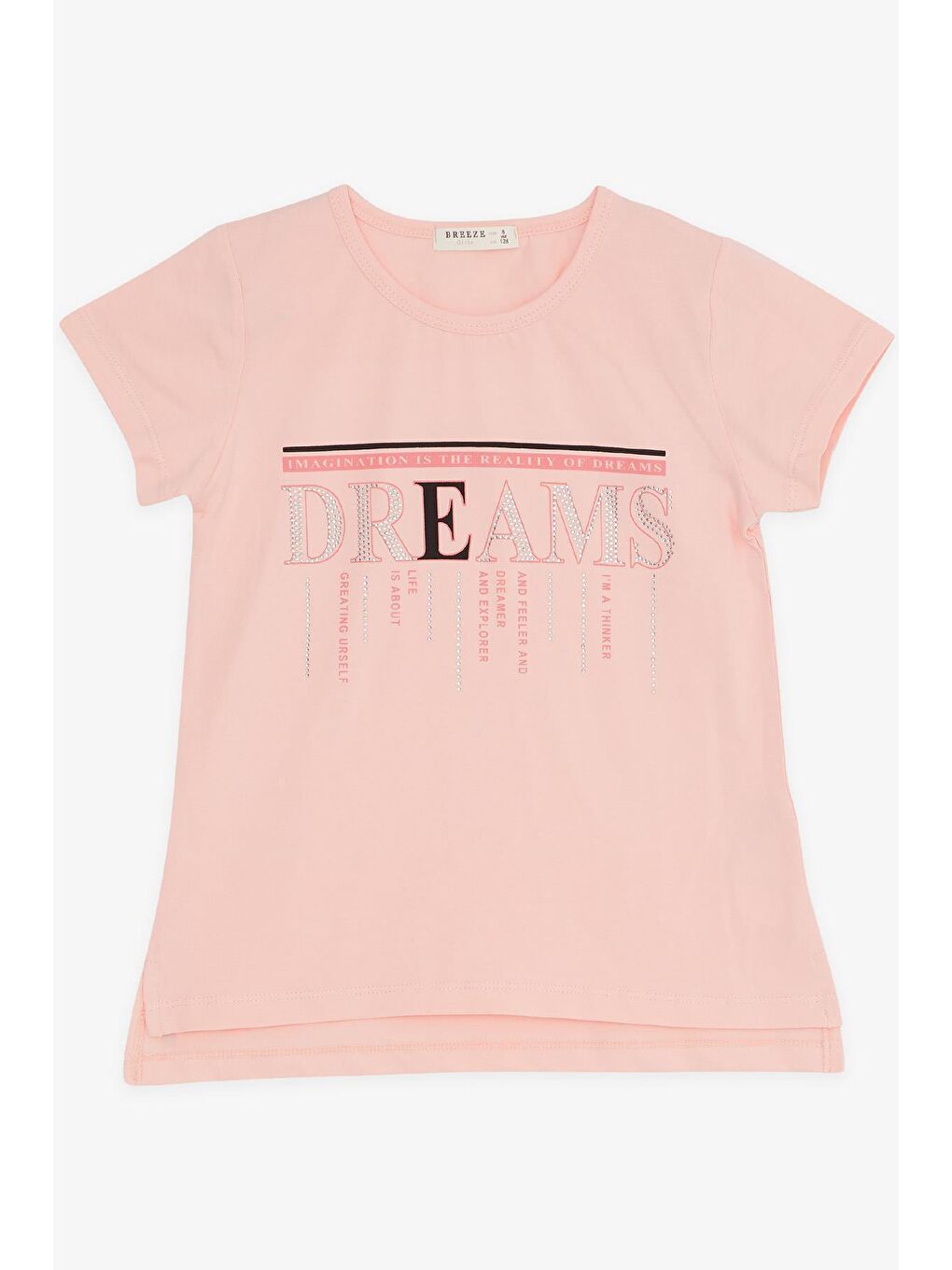 Pembe Kız Çocuk Taytlı Takım Taşlı Yazı Baskılı Somon (5-9 Yaş)-2