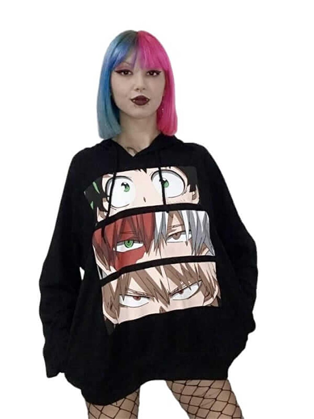 Touz Moda Siyah My Hero Academia - Mix Eyes (Unisex) Kapşonlu - 1