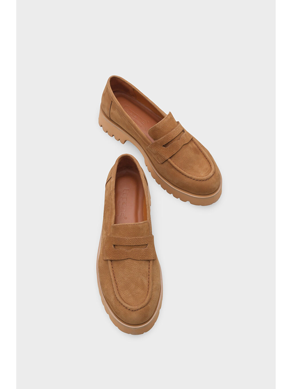 Kahverengi Tisha Mantar Tabanlı Deri Kadın Loafer-4