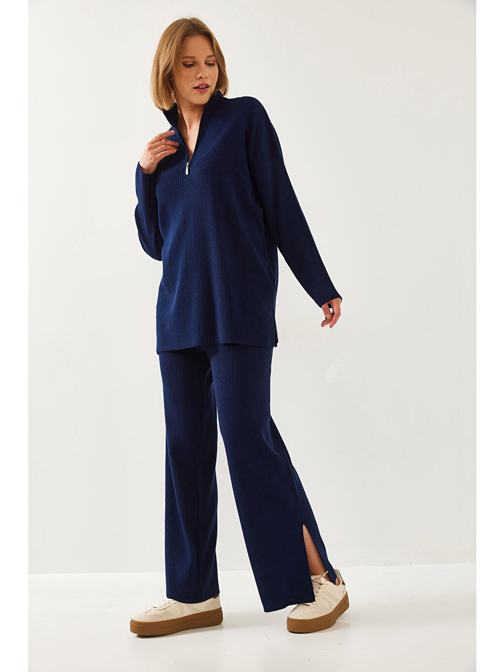 Lacivert Kadın Uzun Kollu Alt-Üst Takım-1