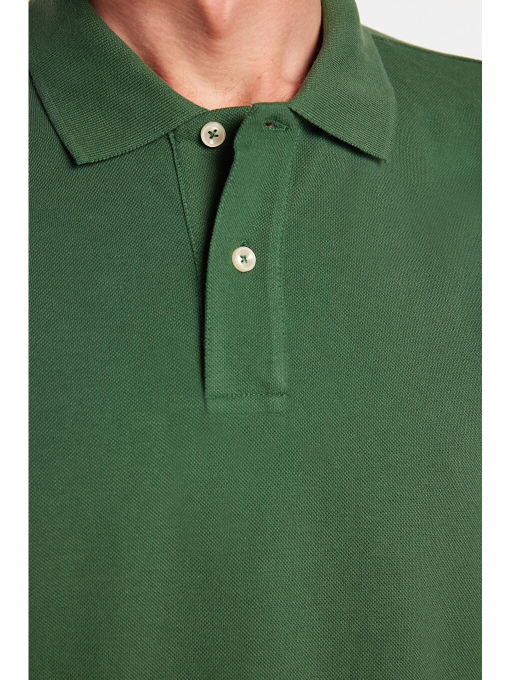 Erkek Slim Fit Dar Kesim %100 Pamuklu Yeşil Polo Yaka Tişört-1