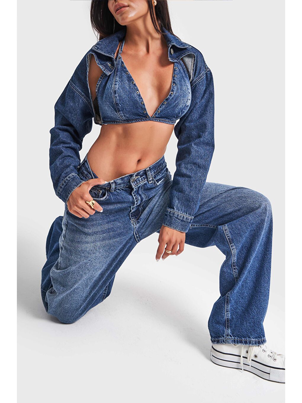 Mavi Kadın Koyu Tint Jean Rengi Skater Fit Bol Kesim Denim-1