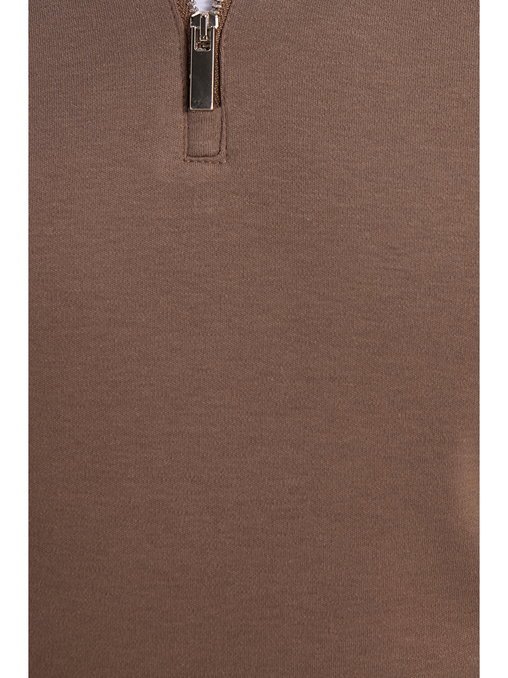 Kahverengi Erkek Relax Fit Rahat Kesim %100 Pamuk Yarım Fermuarlı Polo Yaka İnterlok Koyu Vizon Sweatshirt-4