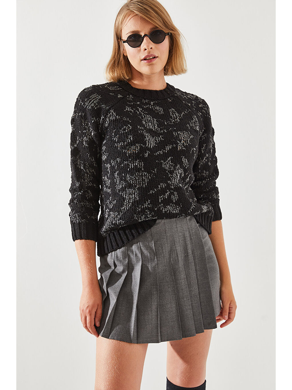 Siyah Kadın Triko Kazak-2