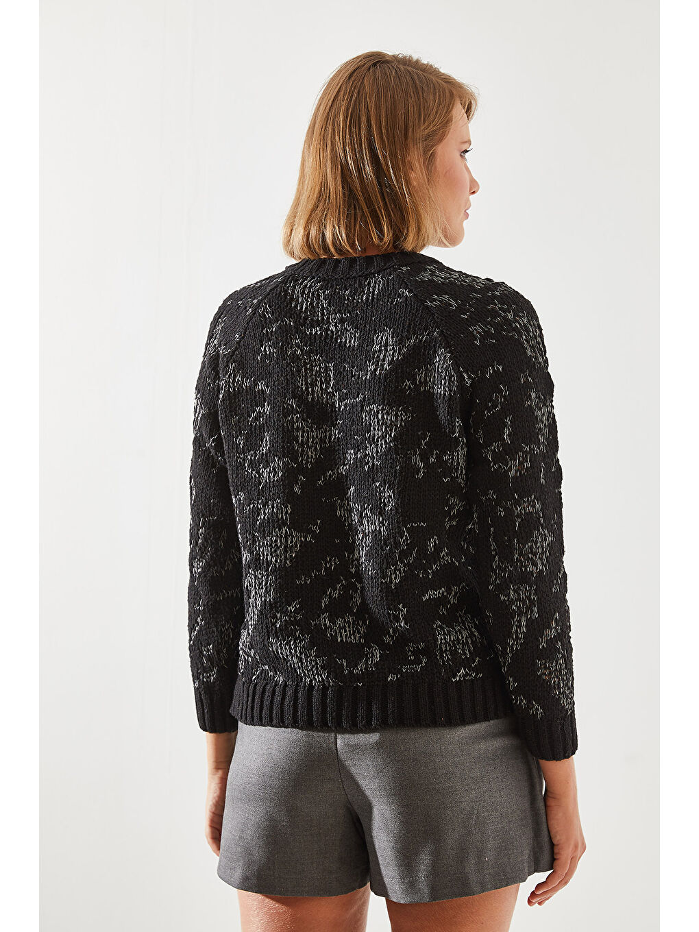 Siyah Kadın Triko Kazak-6