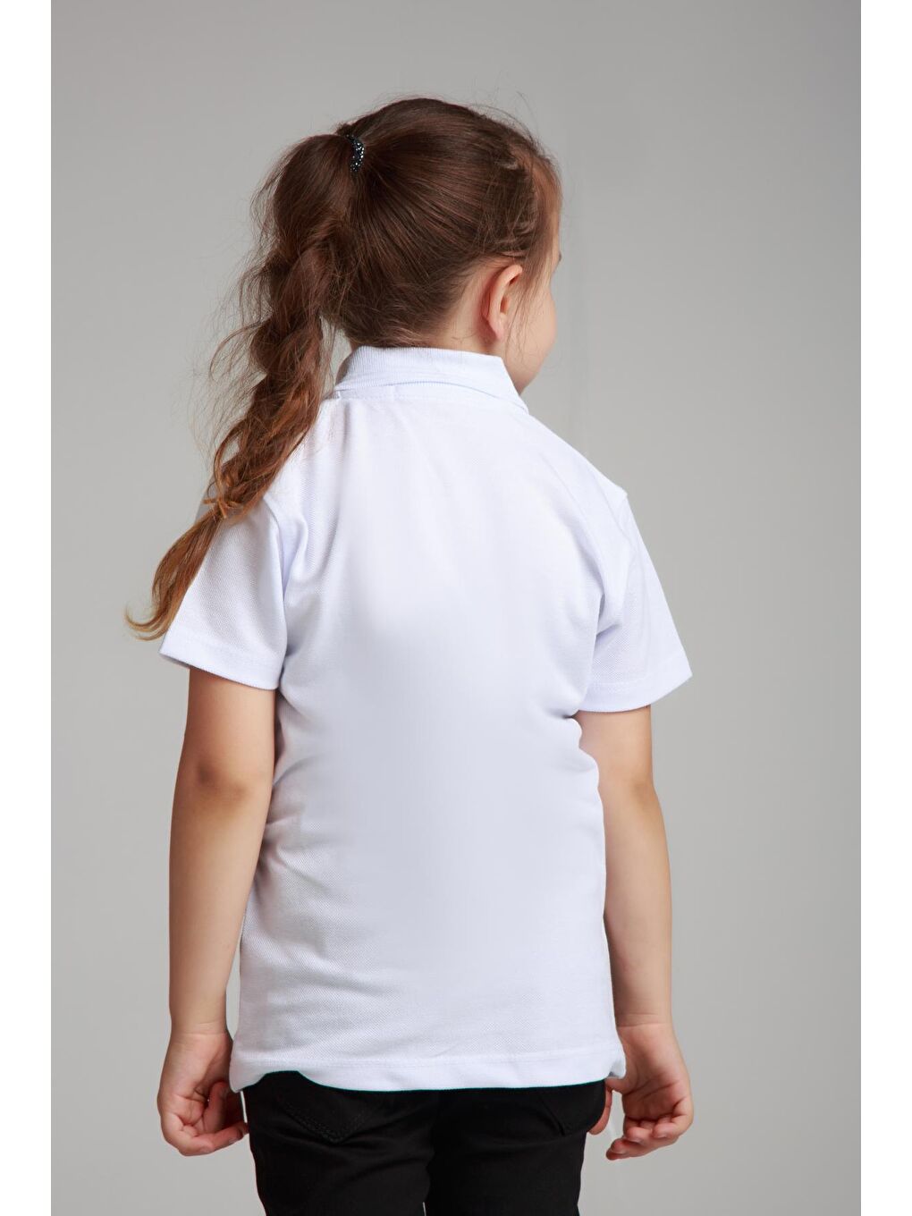 ajn Beyaz Kids Polo Yaka Basic Kısa Kollu  Kız Çocuk Tişört - 1