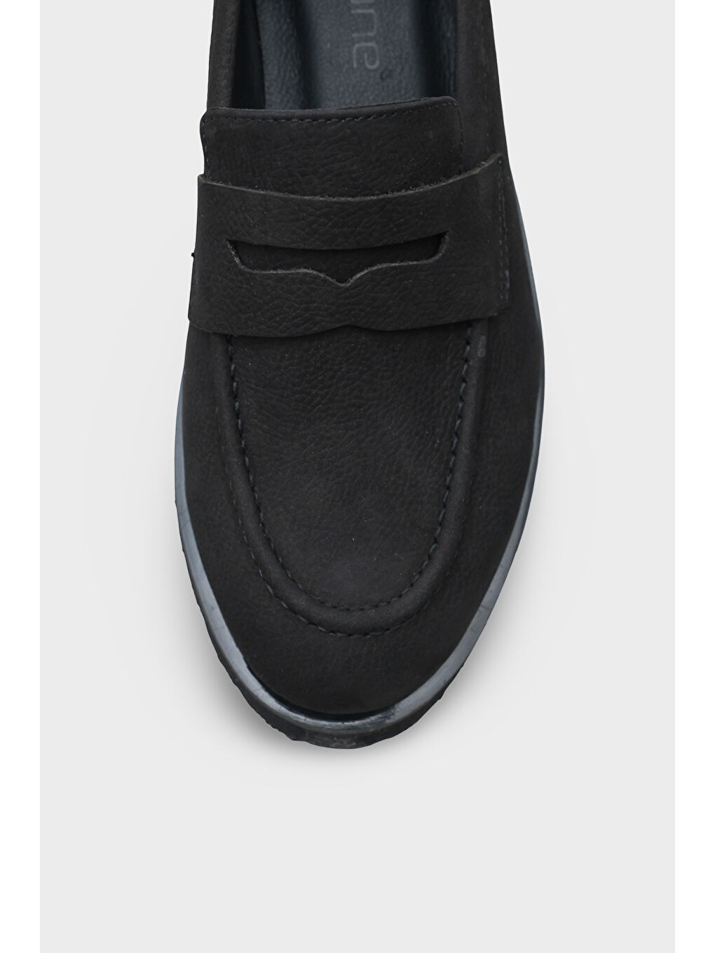 Siyah Tisha Mantar Tabanlı Deri Kadın Loafer-2