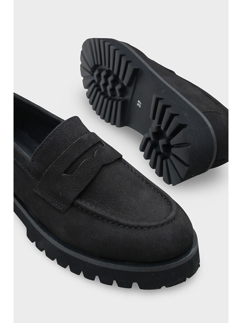 Siyah Tisha Mantar Tabanlı Deri Kadın Loafer-3