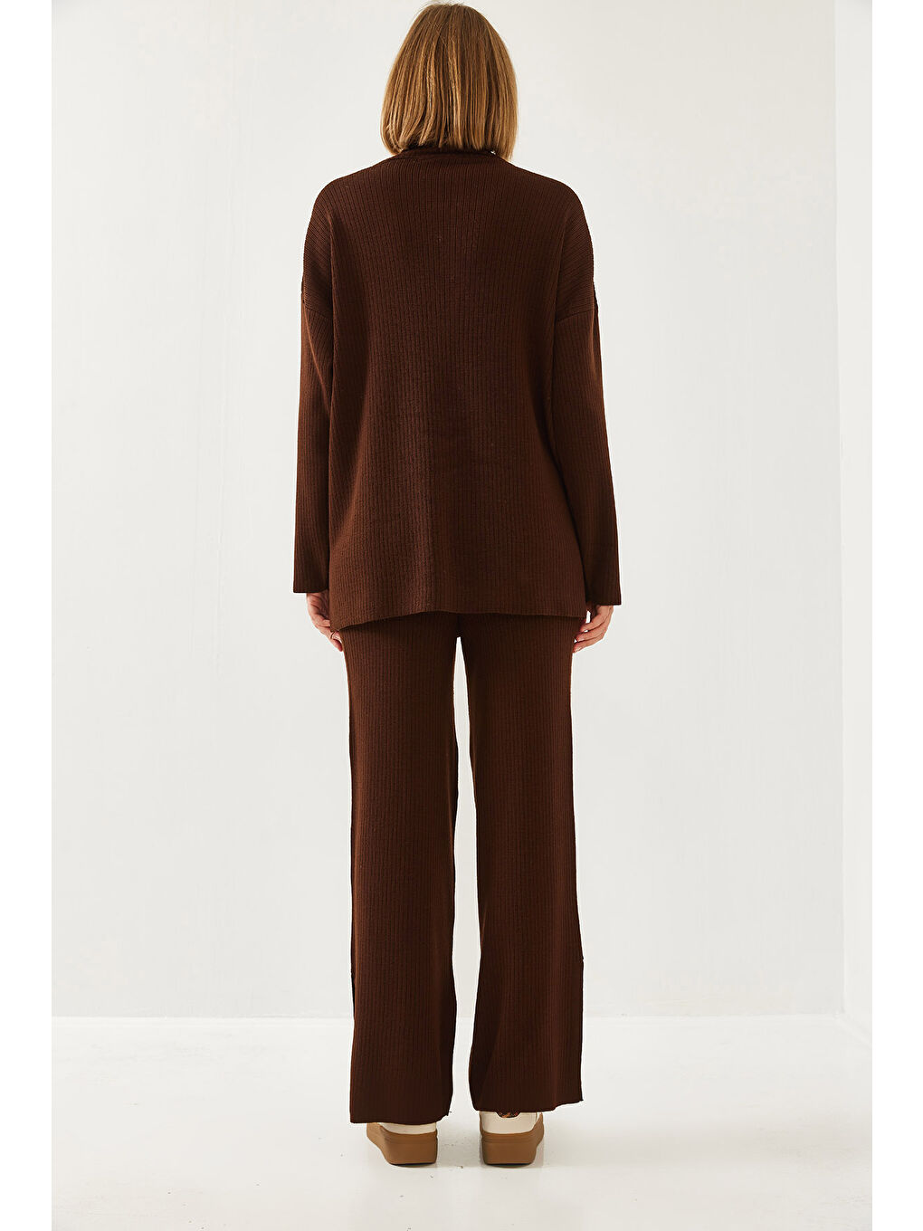 Kahverengi Kadın Uzun Kollu Alt-Üst Takım-2