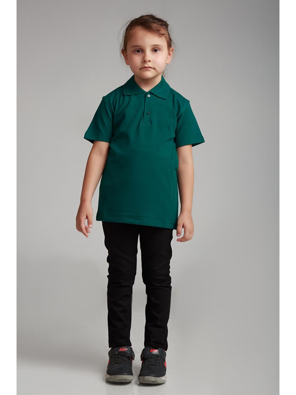 ajn Yeşil Kids Polo Yaka Basic Kısa Kollu  Kız Çocuk Tişört - 2