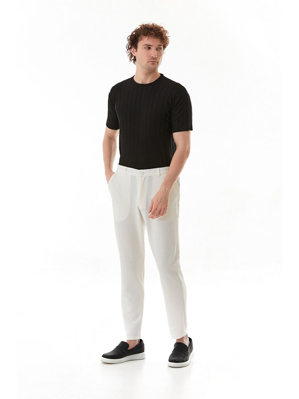 Ekru Waffle Kumaş Cepli Jogger Pantolon-3