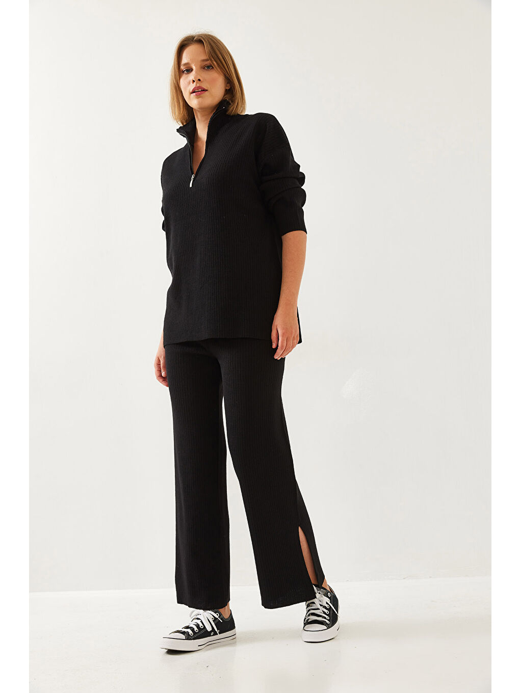 Siyah Kadın Uzun Kollu Alt-Üst Takım-1