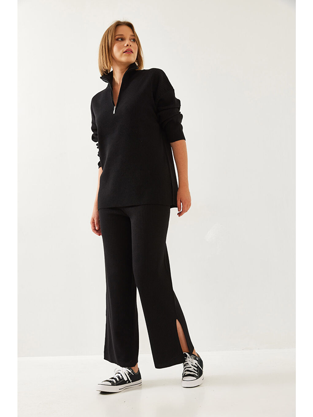 Siyah Kadın Uzun Kollu Alt-Üst Takım-2