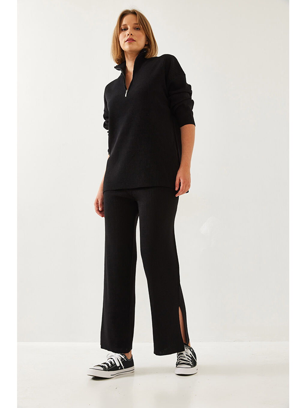 Siyah Kadın Uzun Kollu Alt-Üst Takım-3