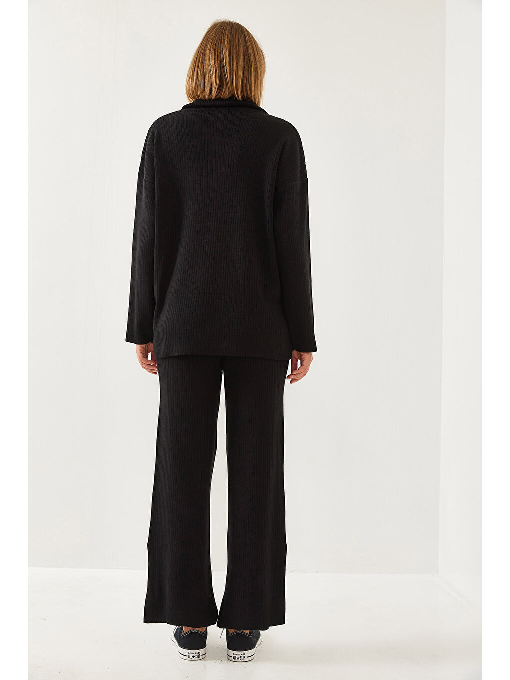 Siyah Kadın Uzun Kollu Alt-Üst Takım-5