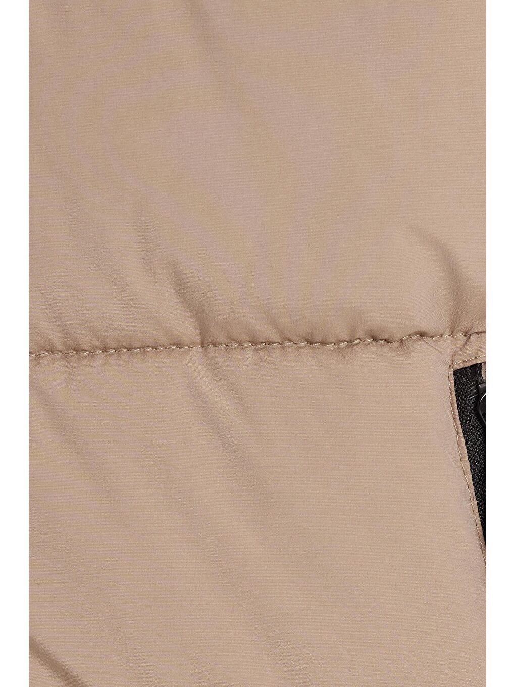 Bej Erkek Relax Fit Rahat Kesim Çift Cepli Çıkarılabilir Kapüşonlu Sıcak Tutan Kum Rengi Şişme Mont-5