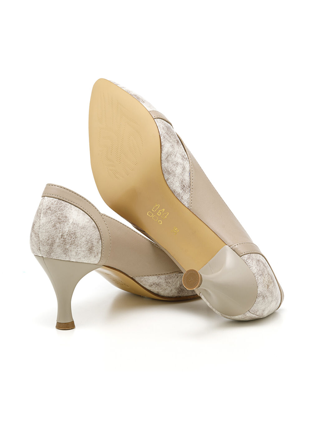 Kadın Topuklu/ Stiletto MAR-25Y-133-782 Bej-Bej Yılan-4