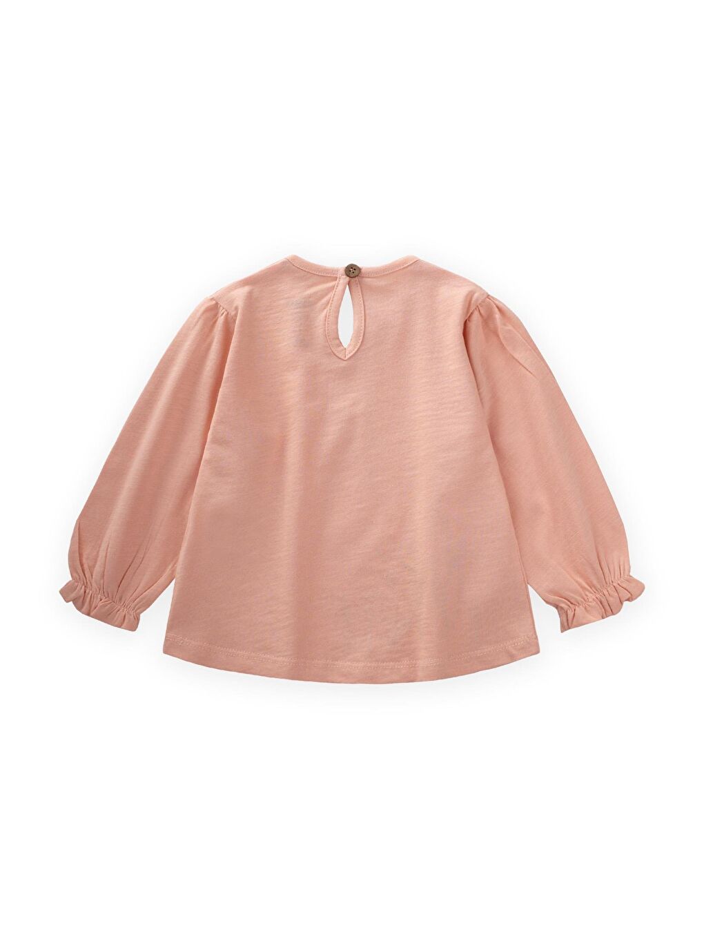 Turuncu Kız Çocuk Uzun Kollu Nakışlı Çiçek Tişört-1