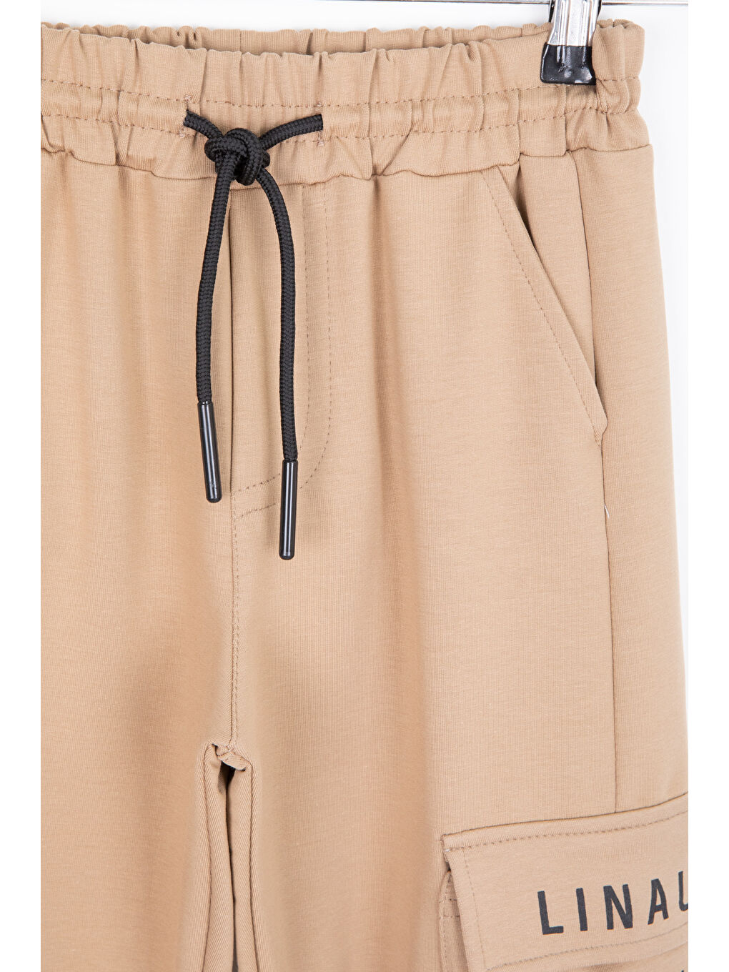 Kahverengi Kahve Yazı Baskılı Cepli Erkek Çocuk Beli Lastikli Eşofman Altı 20206-1