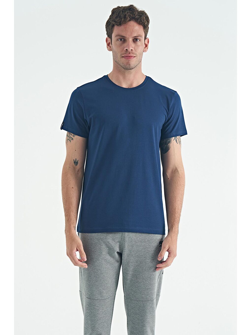 AIR JONES Calvin İndigo Basic Erkek T-Shirt - 88245