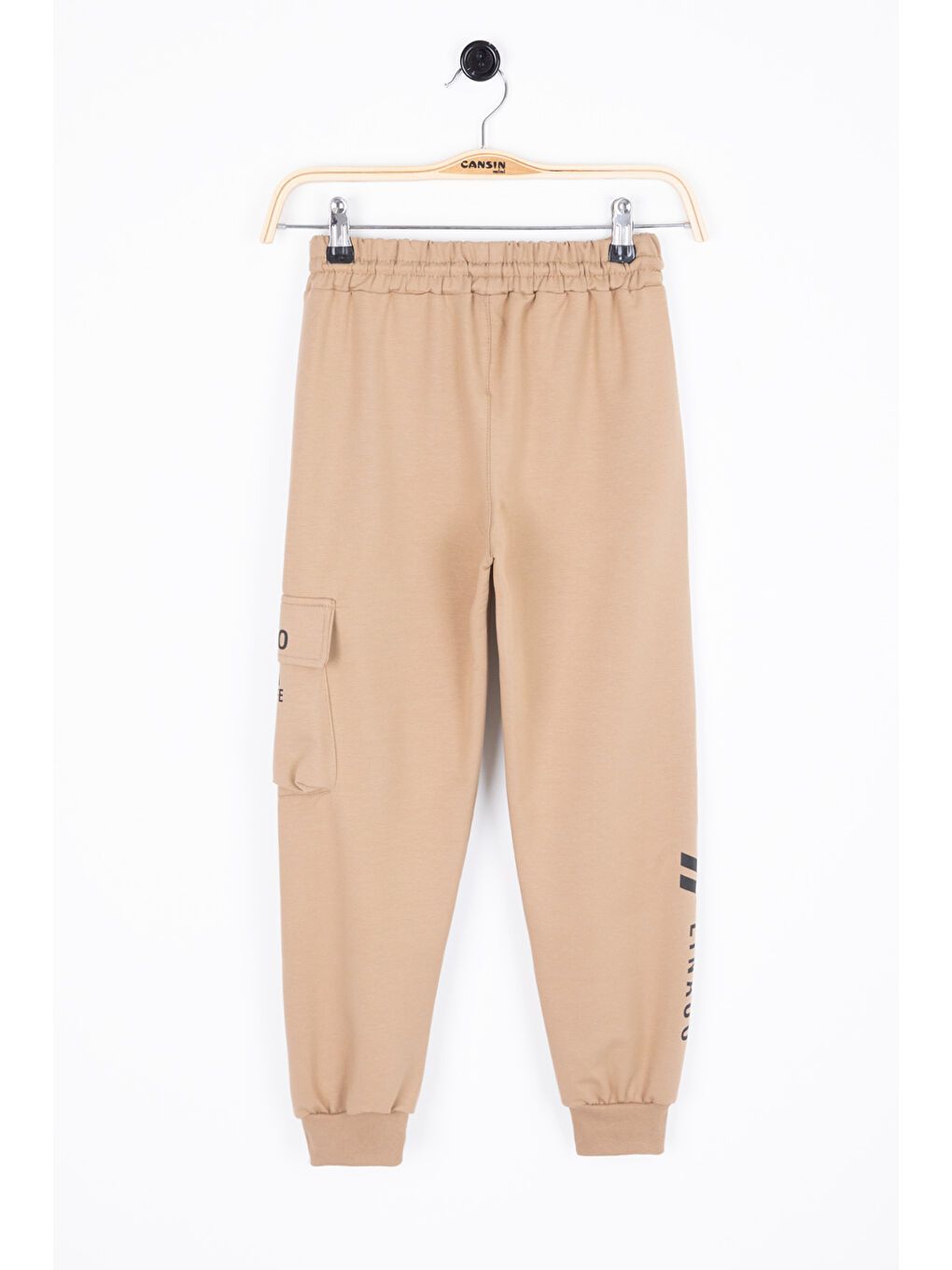 Kahverengi Kahve Yazı Baskılı Cepli Erkek Çocuk Beli Lastikli Eşofman Altı 20206-4