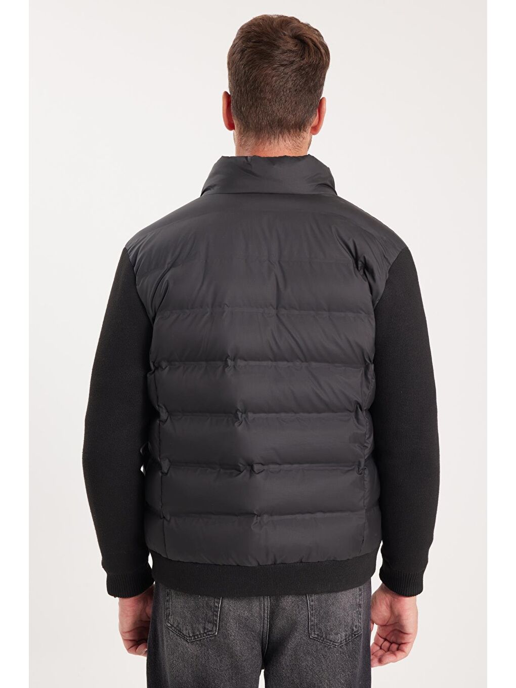 Erkek Regular Fit Klasik Kesim Fermuarlı Çift Cepli Sıcak Tutan Dik Yaka Siyah Mont-6