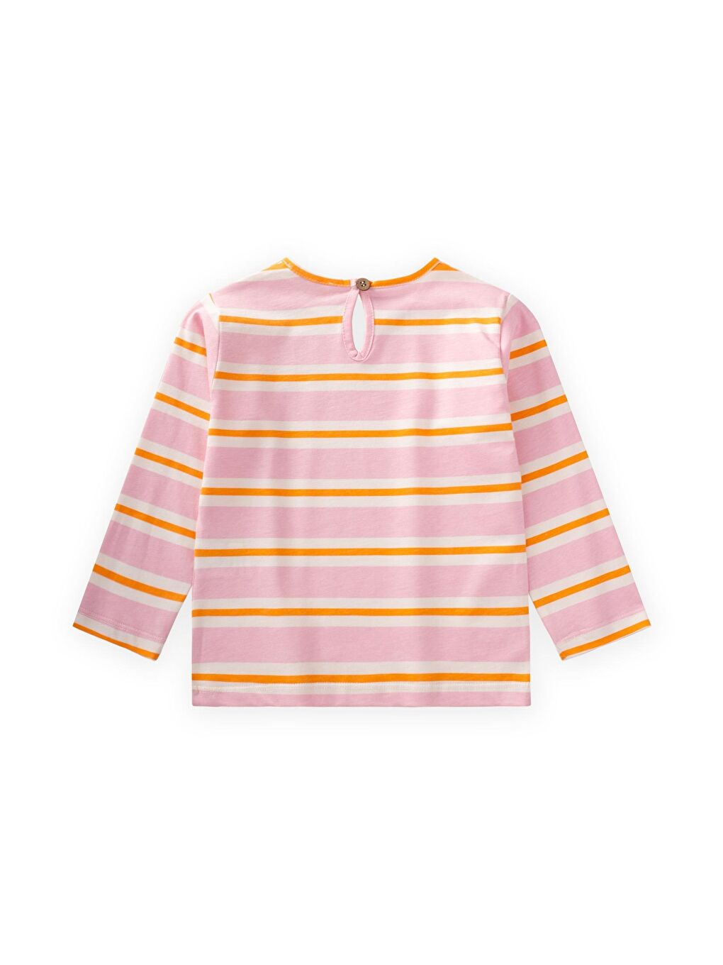 Pembe Kız Çocuk Uzun Kollu Çizgili Tişört-1