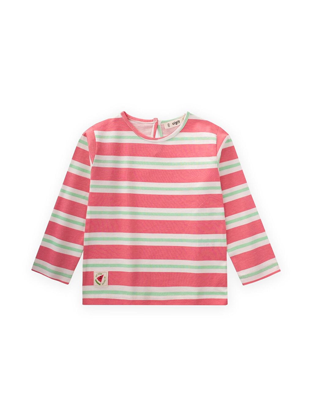 Pembe Kız Çocuk Uzun Kollu Çizgili Tişört