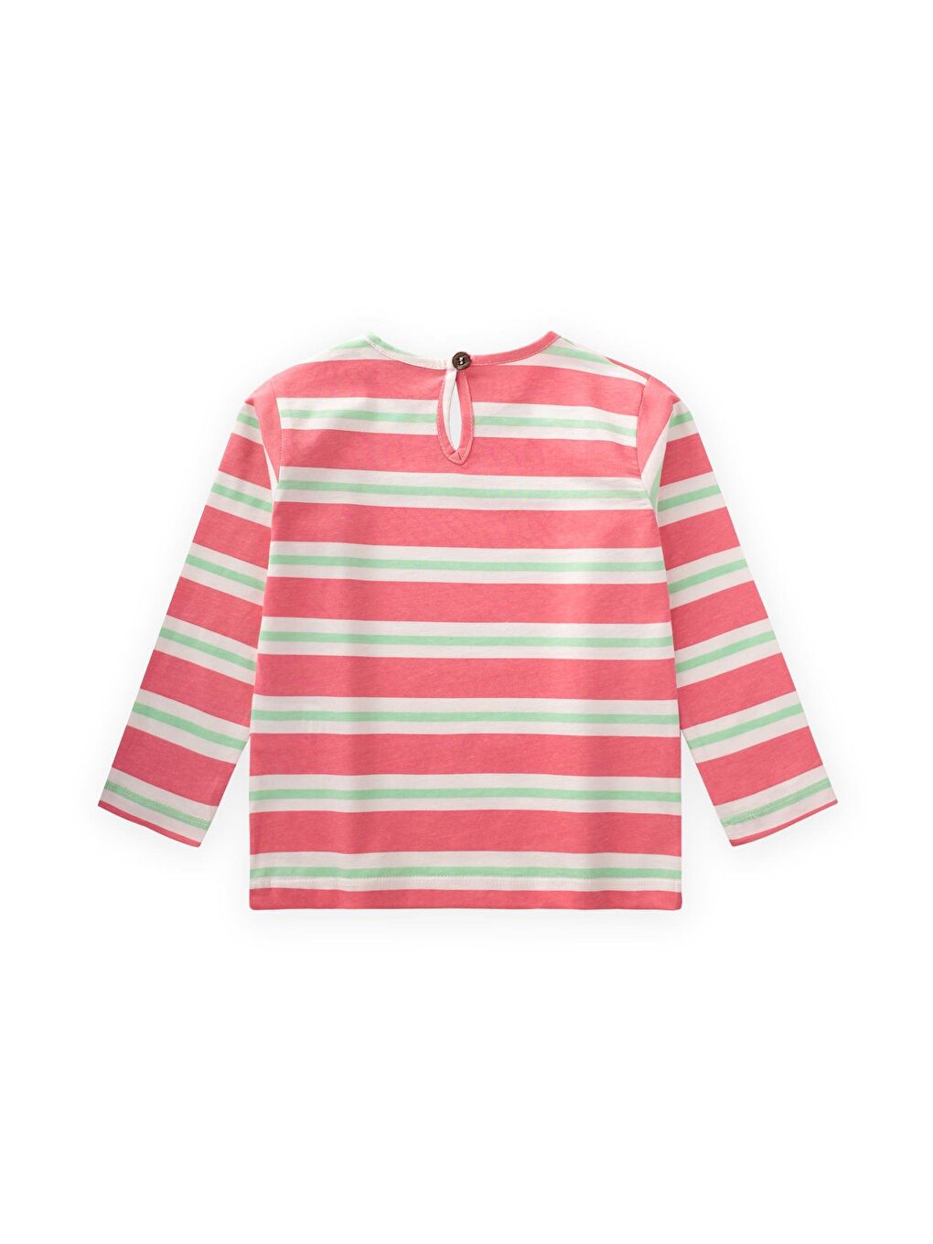 Pembe Kız Çocuk Uzun Kollu Çizgili Tişört-1