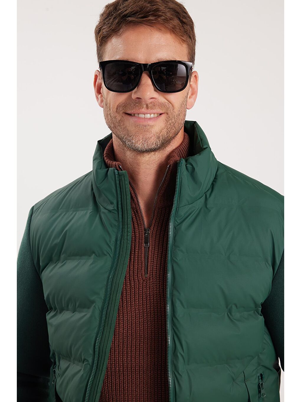 Erkek Regular Fit Klasik Kesim Fermuarlı Çift Cepli Sıcak Tutan Dik Yaka Haki Mont-1