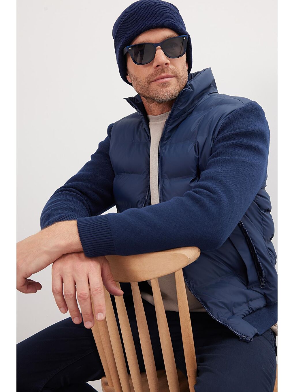 Erkek Regular Fit Klasik Kesim Fermuarlı Çift Cepli Sıcak Tutan Dik Yaka Lacivert Mont-1