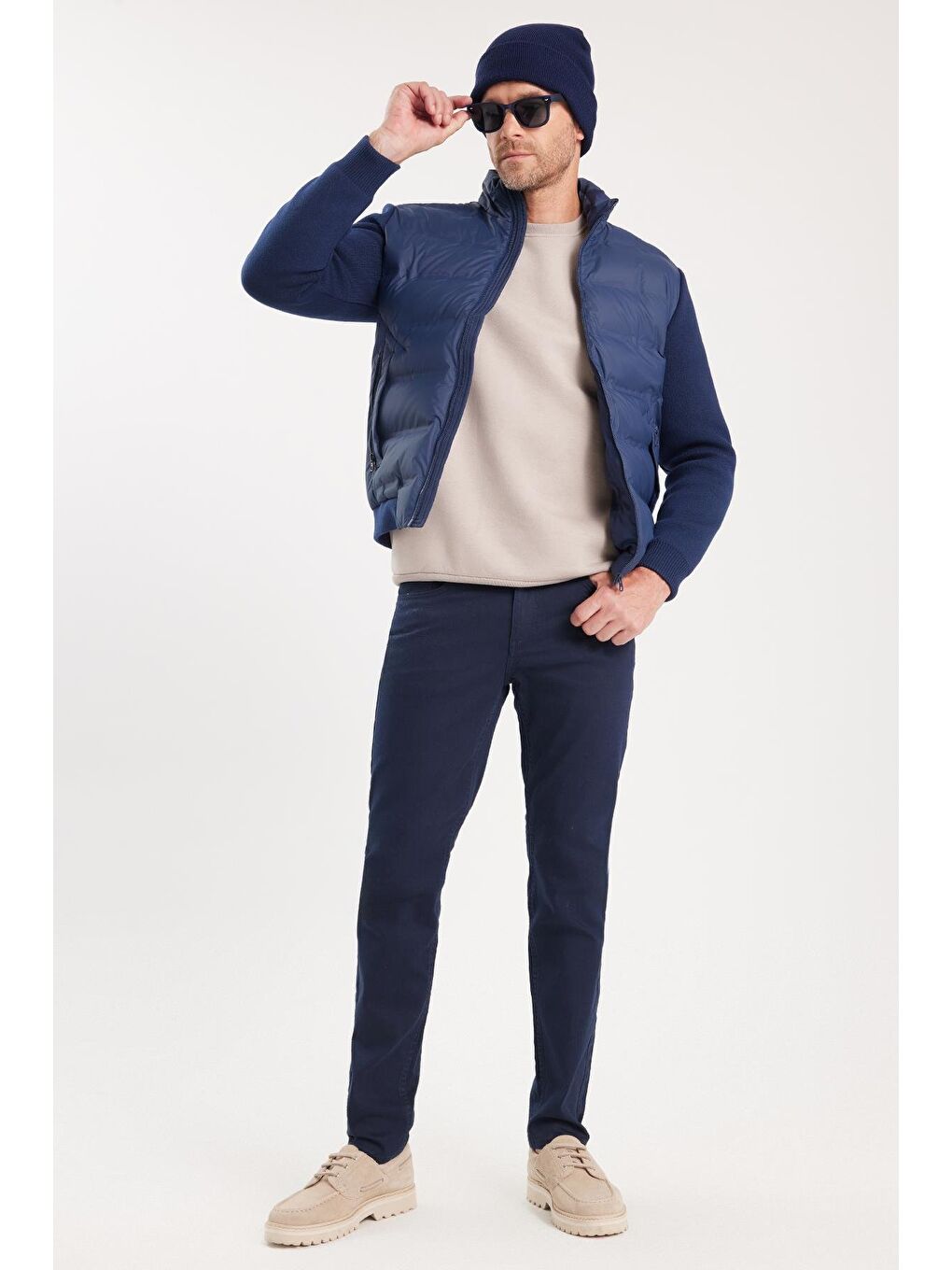 Erkek Regular Fit Klasik Kesim Fermuarlı Çift Cepli Sıcak Tutan Dik Yaka Lacivert Mont-4