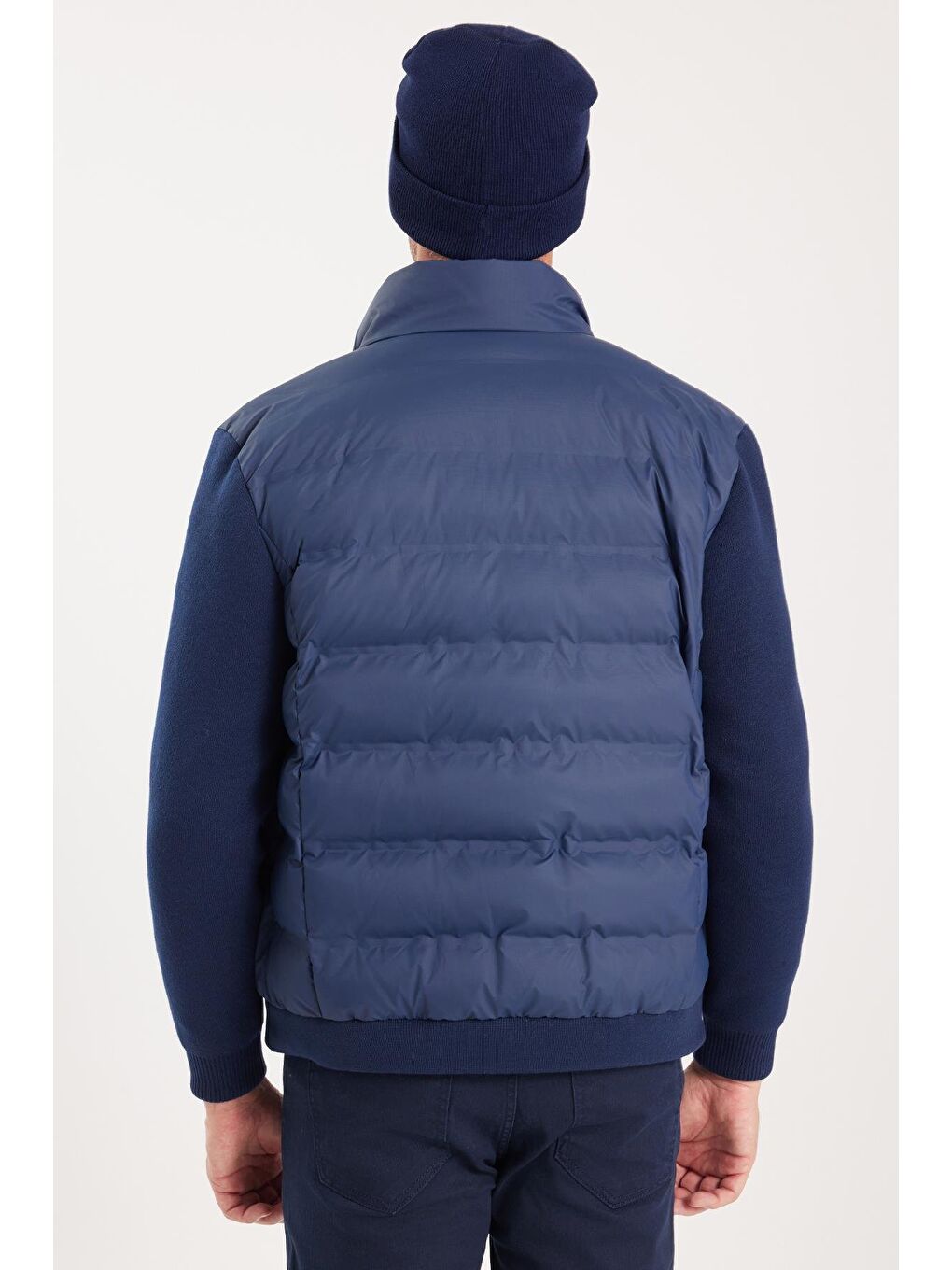 Erkek Regular Fit Klasik Kesim Fermuarlı Çift Cepli Sıcak Tutan Dik Yaka Lacivert Mont-6