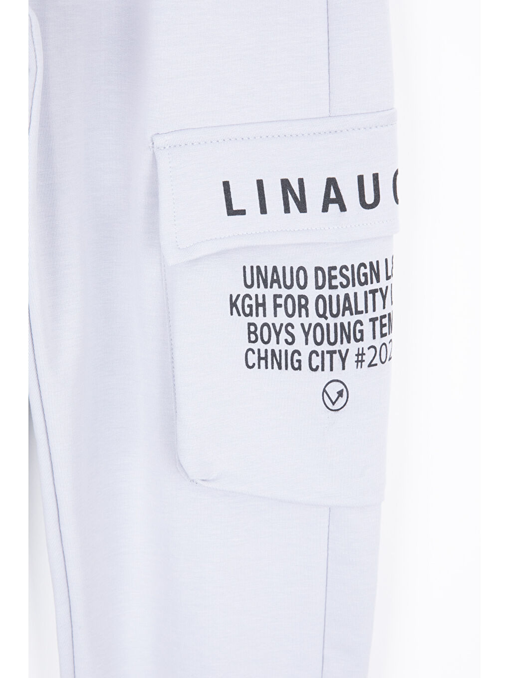 Açık Gri Yazı Baskılı Cepli Erkek Çocuk Beli Lastikli Eşofman Altı 20209-2