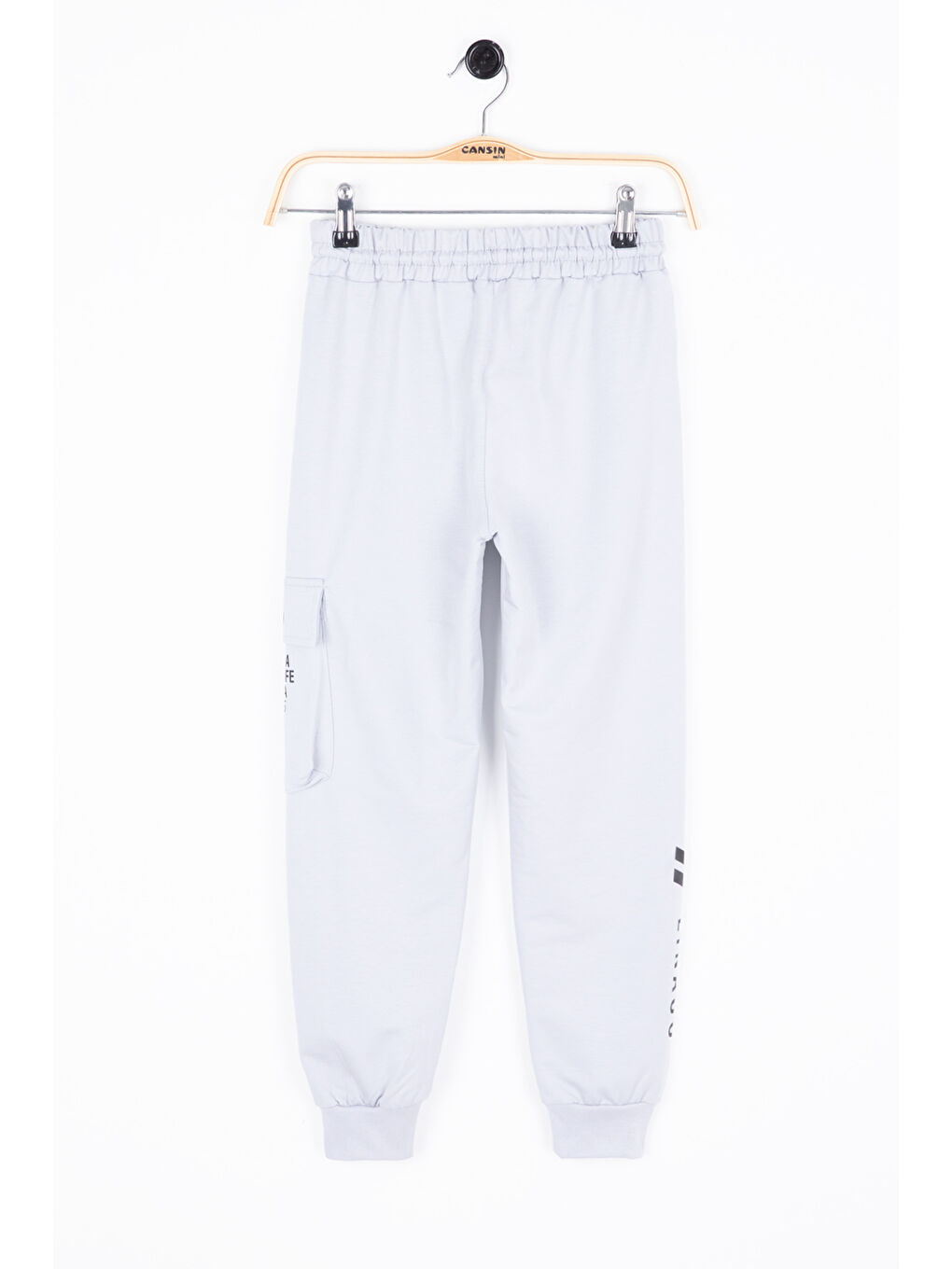 Açık Gri Yazı Baskılı Cepli Erkek Çocuk Beli Lastikli Eşofman Altı 20209-3