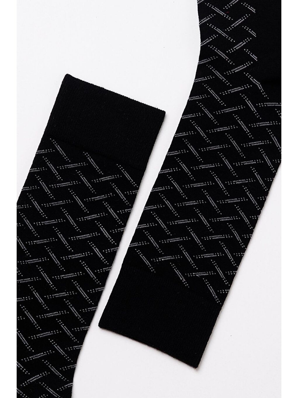 Erkek Çizgi Desenli Soket Çorap Siyah-1