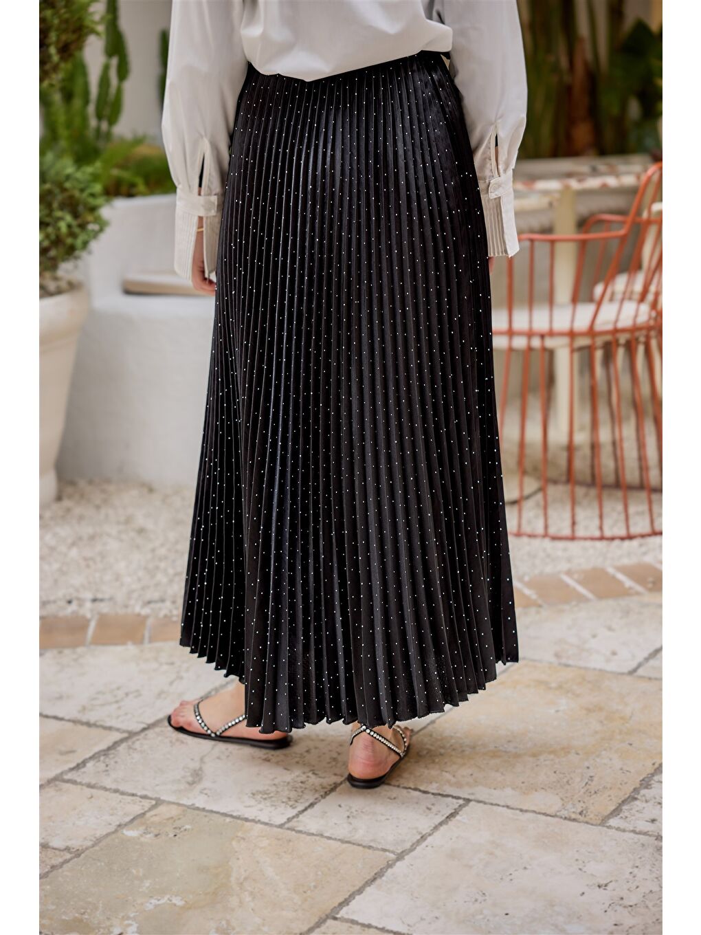 Kadın Taşlı Kraş Etek Siyah-4