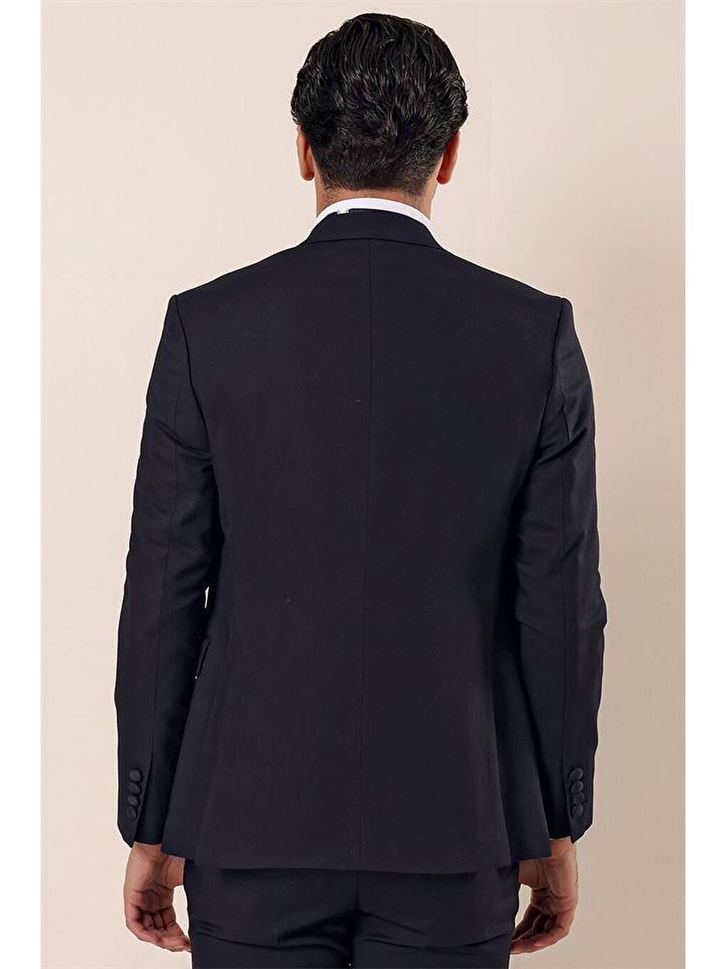 Koyu Lacivert Çıkarılabilir Kırlangıç Yaka Yelekli 6 Drop Slim Fit Smokin Damatlık 1001225203-11