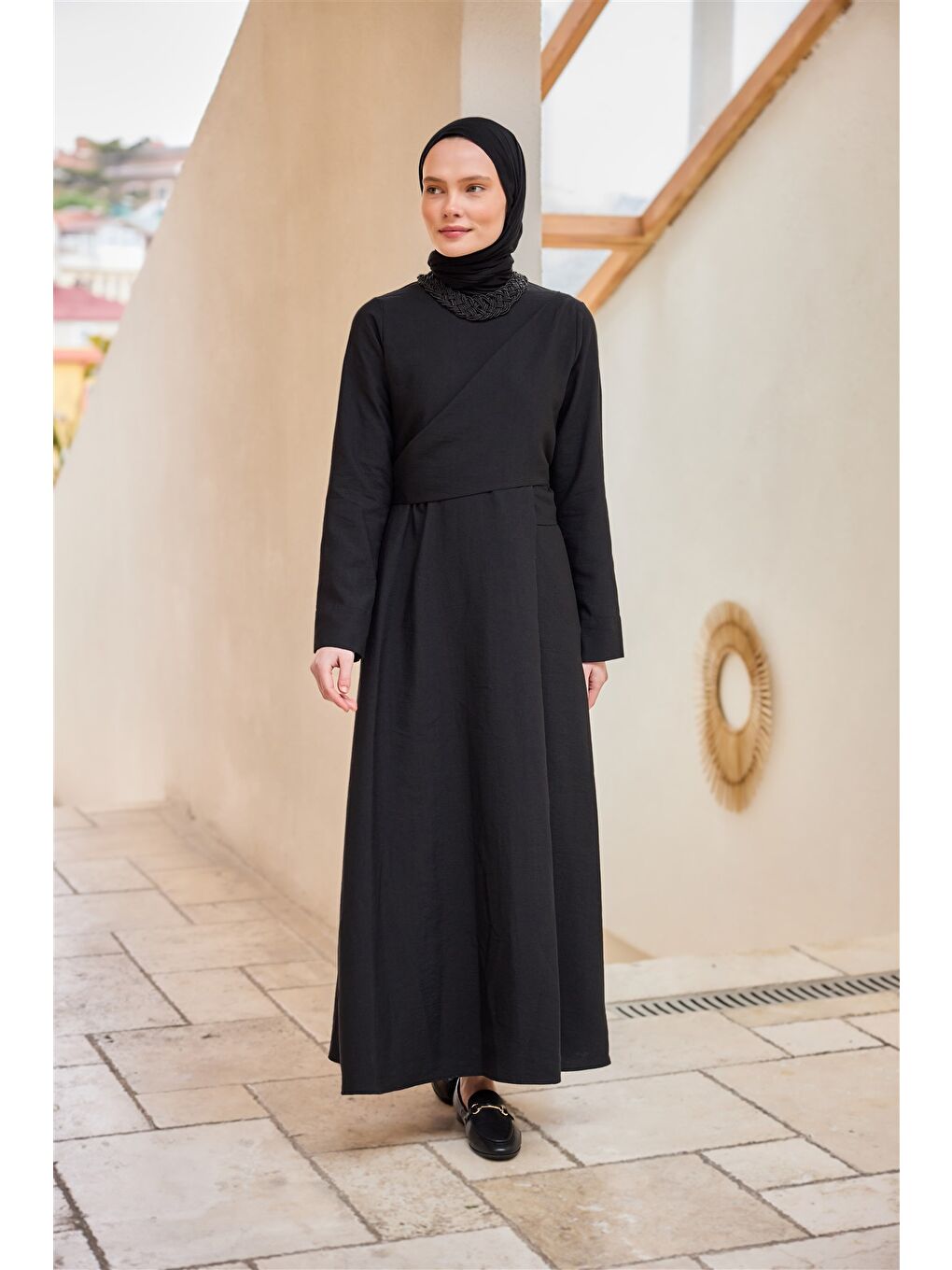 Kadın Önü Alerli Cupra Elbise Siyah