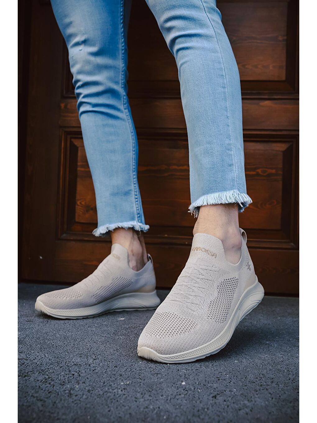 Ekru Ossa Slip On Nefes Alan Kalın Taban Erkek Sneaker