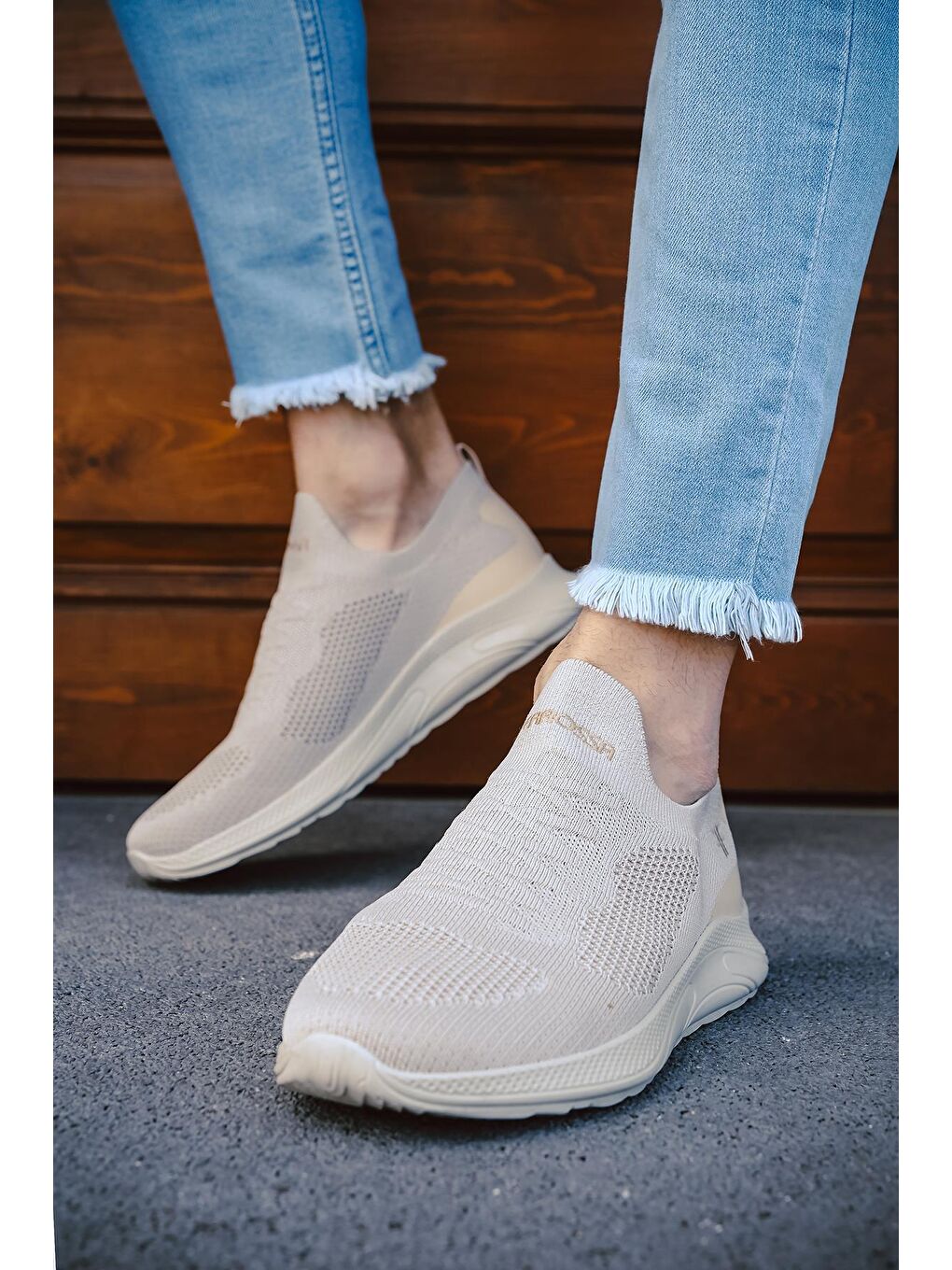 Ekru Ossa Slip On Nefes Alan Kalın Taban Erkek Sneaker-1