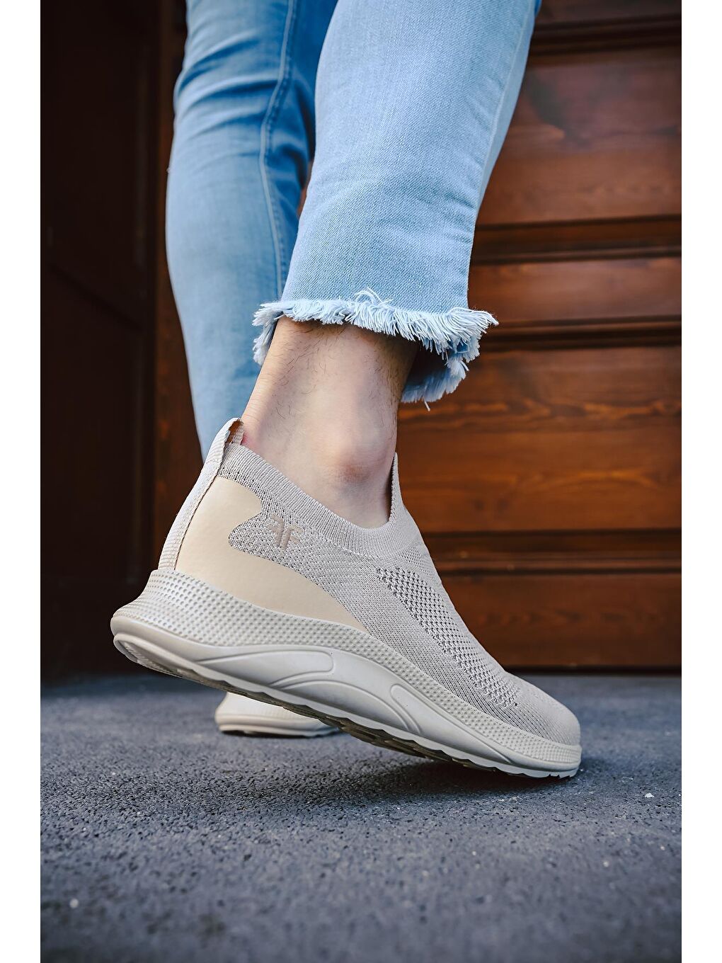 Ekru Ossa Slip On Nefes Alan Kalın Taban Erkek Sneaker-2