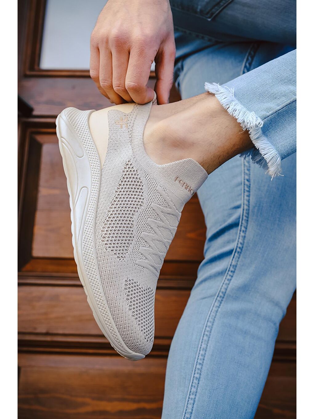 Ekru Ossa Slip On Nefes Alan Kalın Taban Erkek Sneaker-3