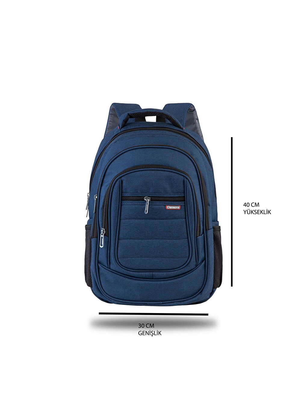Lacivert 13-14 inç Su Geçirmez Kumaş Fermuar Notebook Sırt Çantası