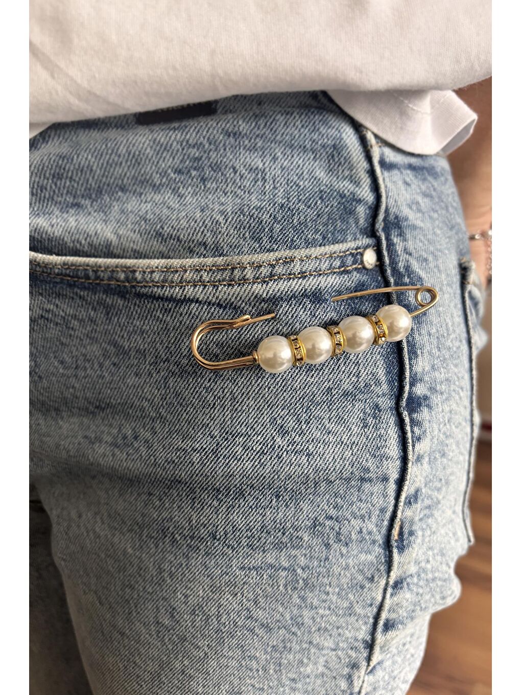 Sarı Çok Amaçlı İnci Detaylı Büyük İskoç İğne 2 Adet-1