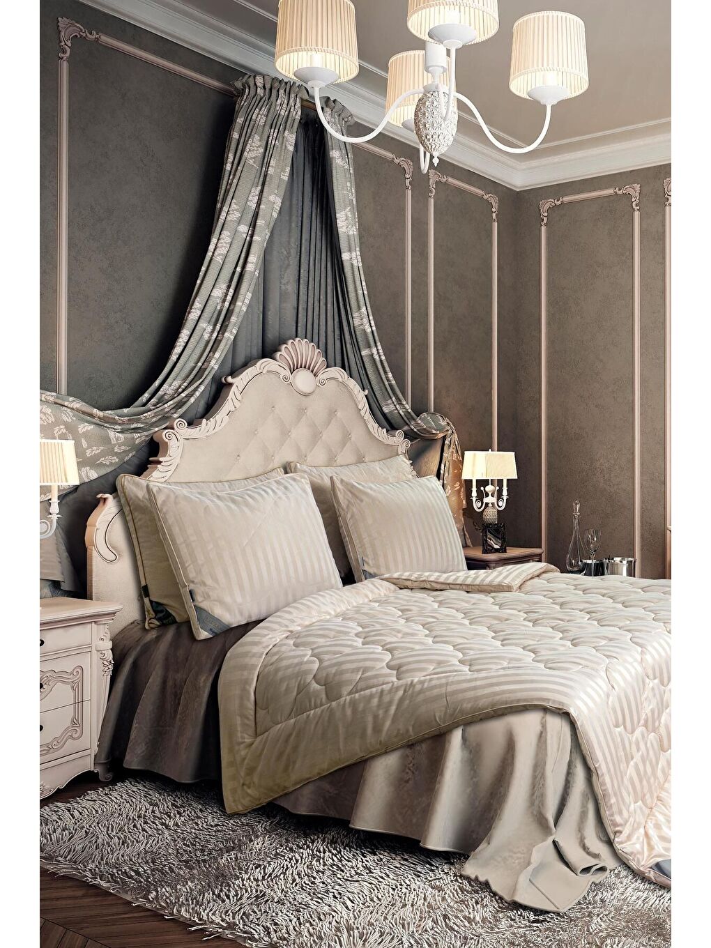 Majesti Yorgan Çift Kişilik Bej 195x215 cm-3