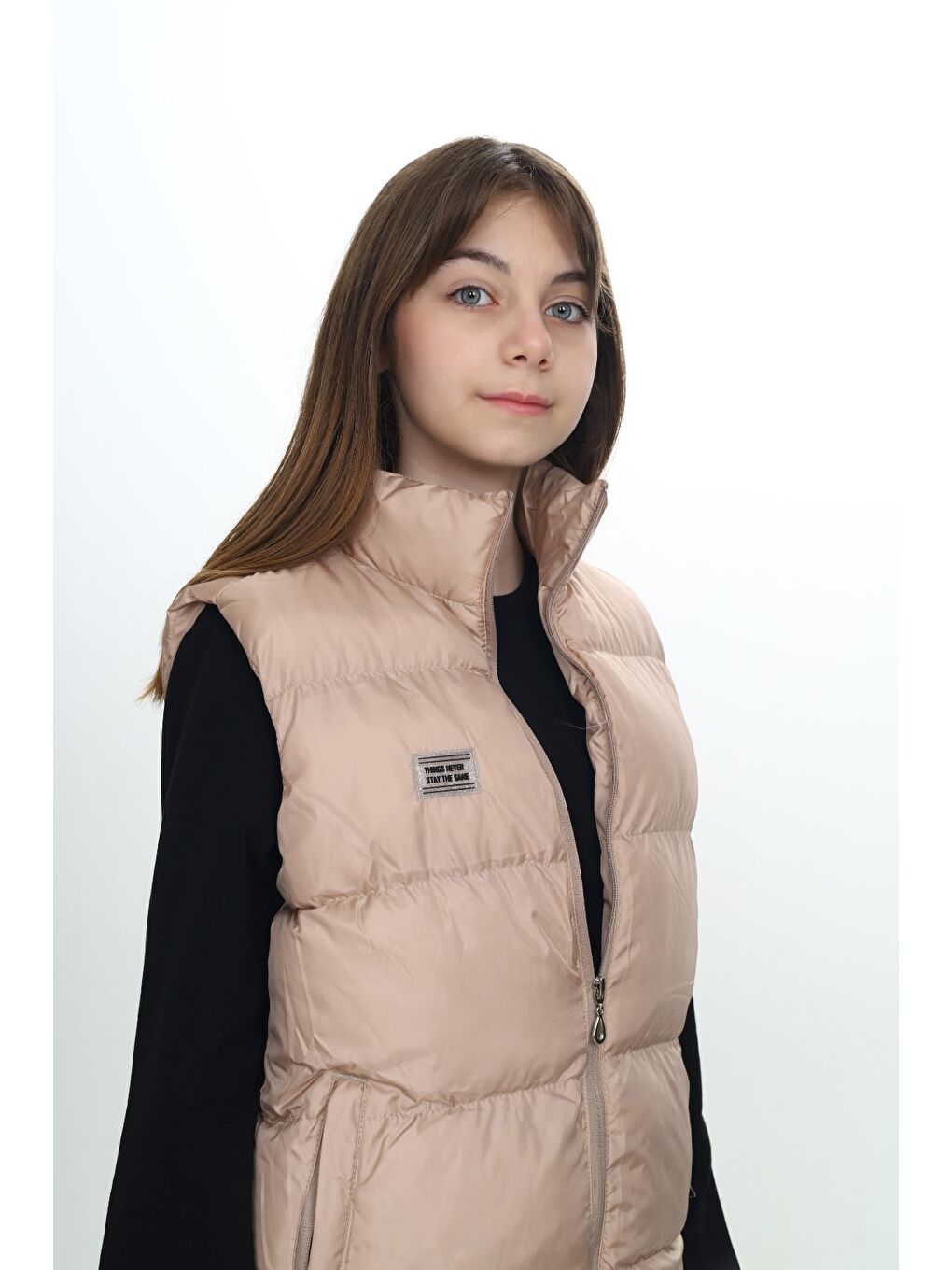 Bej Kız Çocuk Göğsü Armalı Şişme Yelek-3