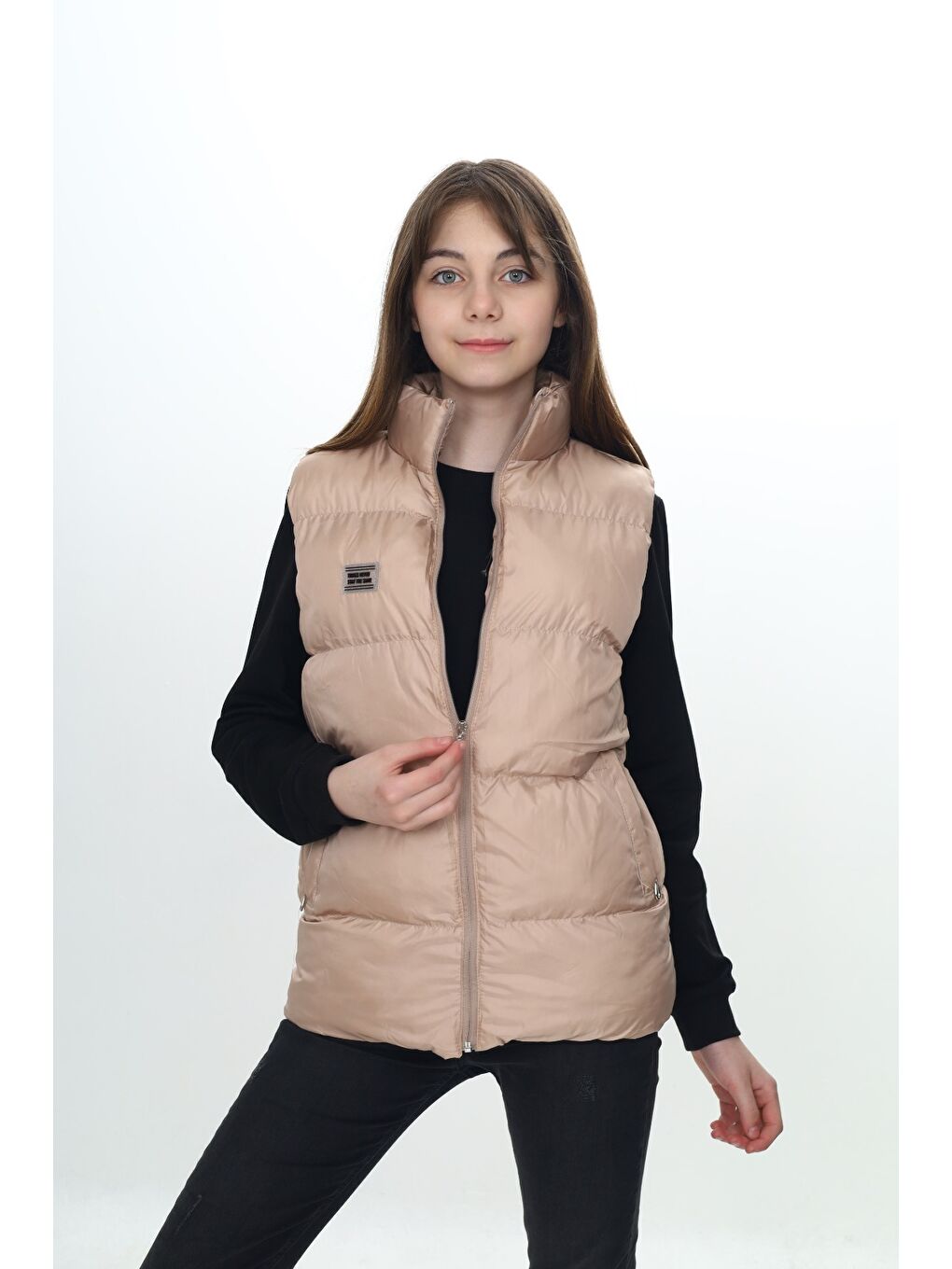 Bej Kız Çocuk Göğsü Armalı Şişme Yelek-4