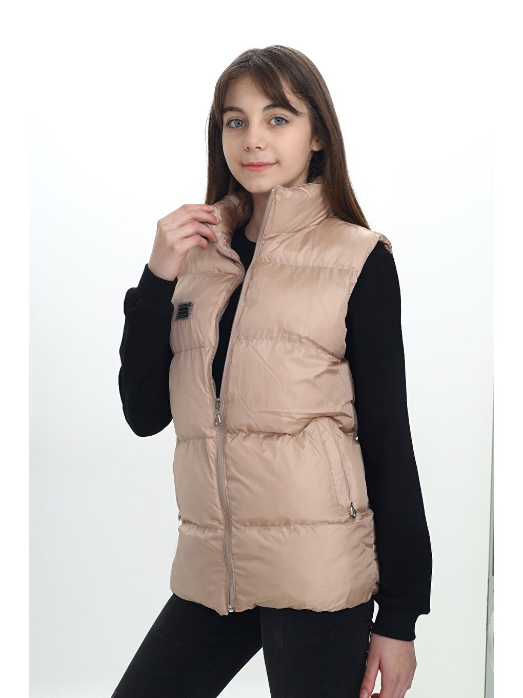 Bej Kız Çocuk Göğsü Armalı Şişme Yelek-5